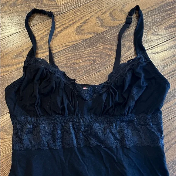 Cosa bella M made in Italy Elegant Black Lace Trim Chemise - Picture 2 of 2